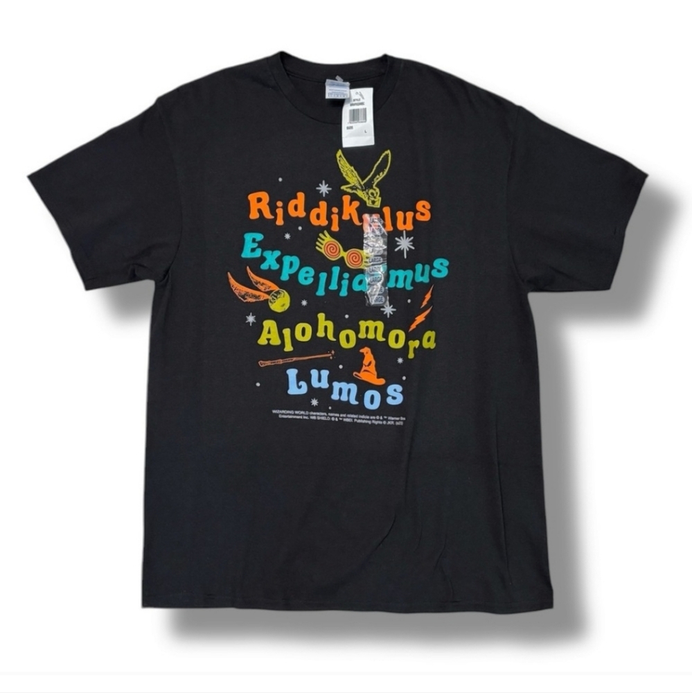 HARRY POTTER Black Crew Neck Short Sleeve Graphic Shirt - Spells